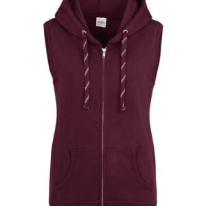 AWDis Just Hoods Women's sleeveless zoodie - Burgundy