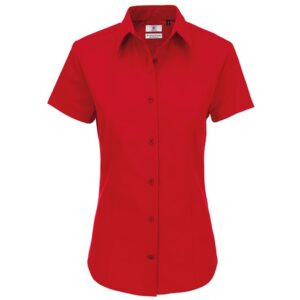 B&C Collection: Women's B&C Heritage short sleeve Blouse - Deep Red