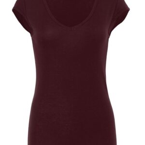 Bella+Canvas Sheer Mini Rib V-neck T-shirt - Plum