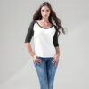 Build Your Brand Women's ¾ Contrast Raglan Tee - White/Black girl