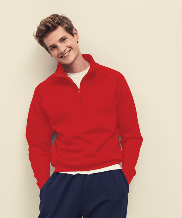 Fruit of the Loom Classic 80/20 Zip Neck Sweatshirt Red man