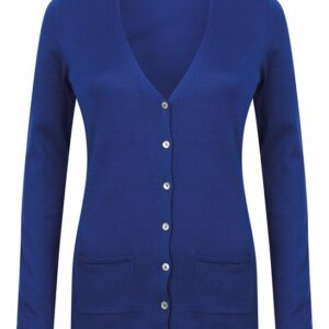 Henbury Women's V-button Cardigan - Royal Blue