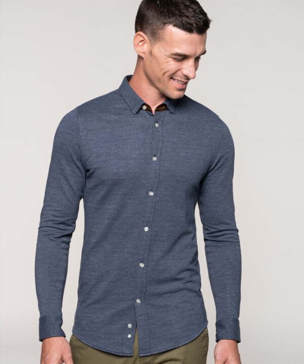 Kariban Men's Long-sleeved Jacquard Knit Shirt