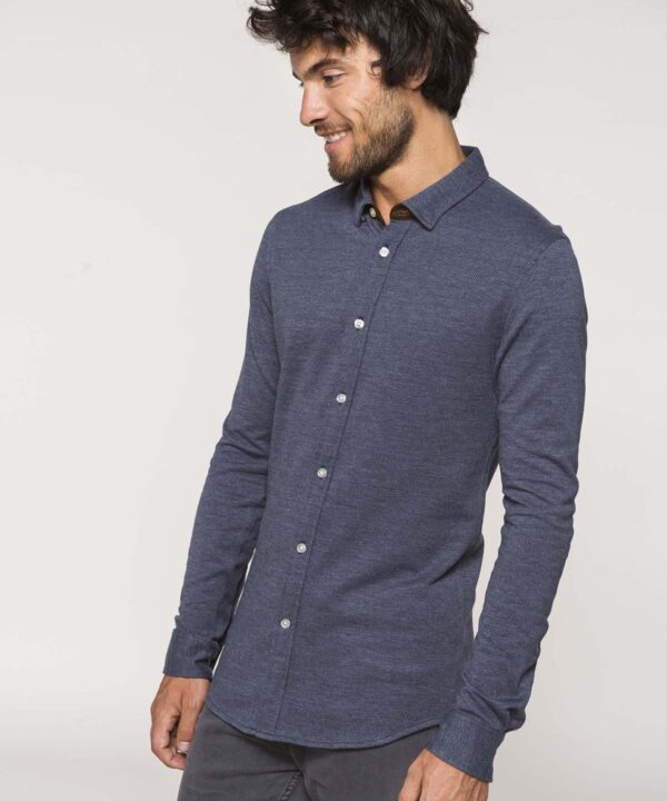 Kariban Men's Long-sleeved Jacquard Knit Shirt