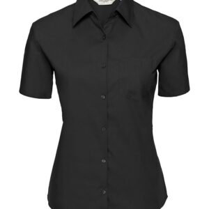 Russell Collection Women's Short Sleeve Pure Cotton Easycare Poplin Shirt - Black