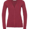 Russell Collection Women's V-neck Knitted Cardigan - Cranberry Marl