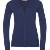 Russell Collection Women's v-neck knitted cardigan - Denim Marl