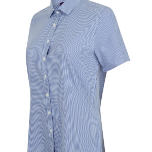 Henbury Women's Gingham Pufy Wicking Short-sleeve Blouse/Shirt