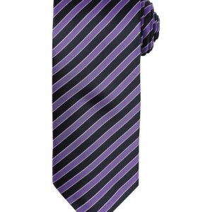 Premier Double Stripe Tie - Rich Violet/Black