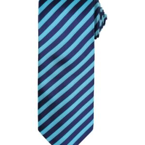 Premier Double Stripe Tie - Turquoise/Navy