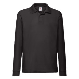 Fruit of the Loom Kids Long Sleeve 65/35 Polo - Black